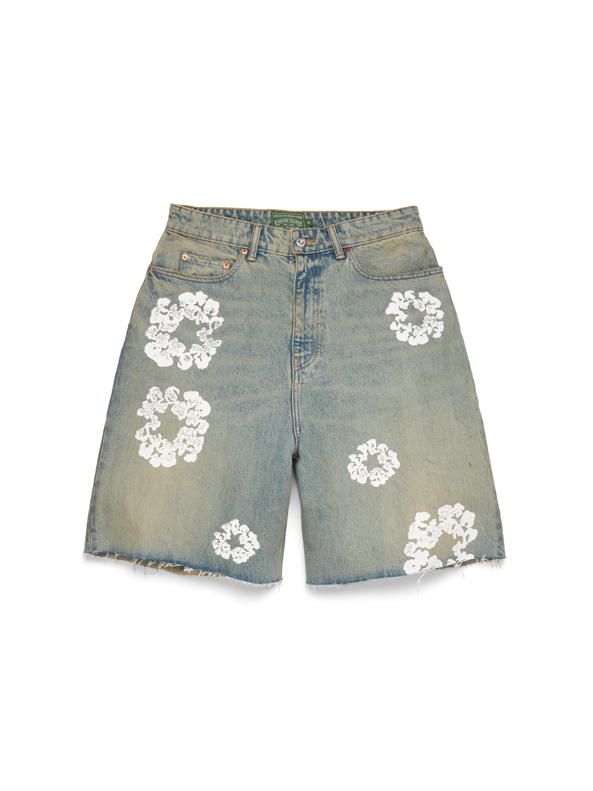 Denim Tears Dirty Wash Cotton Wreath Denim Short