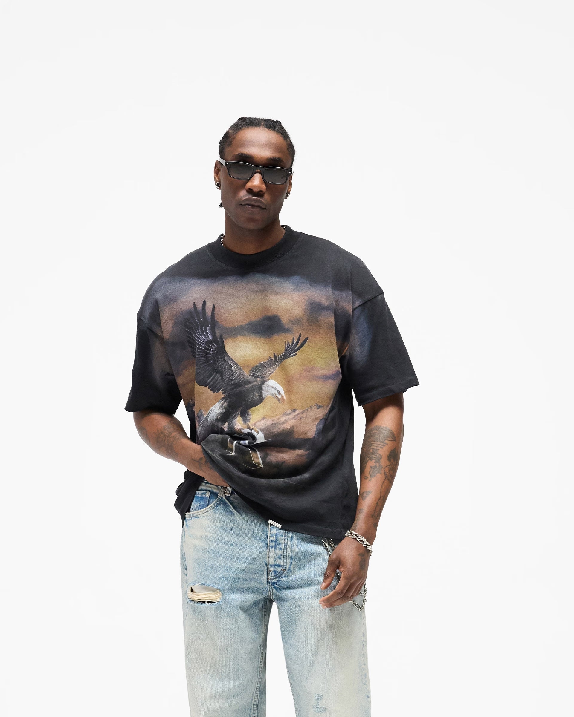 Represent Chrome Flight T-Shirt - Stained Black